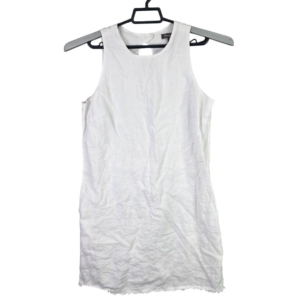 Womens Tommy Bahama White Sleeveless 100% Linen Shift Dress Keyhole Back Size M